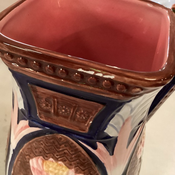 Majolica art nouveau style pitcher, lotus - Picture 7 of 9